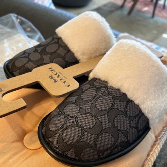 Coach Smoke/Coal/Black Zena Slipper In Signature Jacquard - Picture 7 of 8